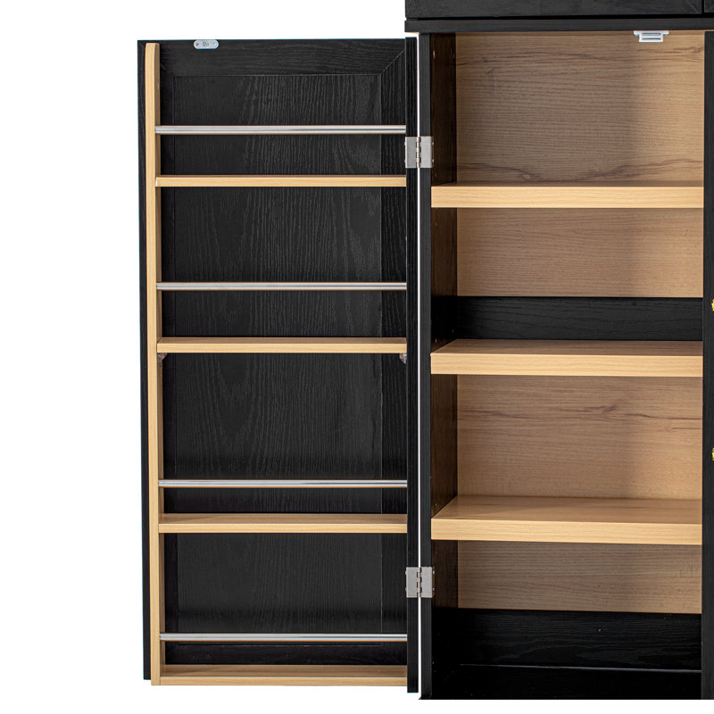 Tall Farmhouse Kitchen Pantry Cabinet, Black