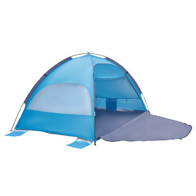 Abri de plage pour 3 personnes, protection solaire UPF 50+, auvent portable avec sac de transport et poches de sable, installation légère et simple pour le camping, la pêche et les pique-niques en plein air