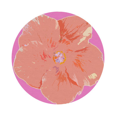 Hibiscus Vegan Leather Round Pebble Placemat