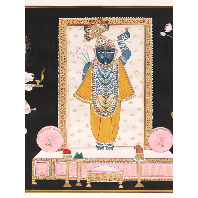 Shrinathji avec Yamunaji et Mahaprabhuji | Aquarelle sur papier
