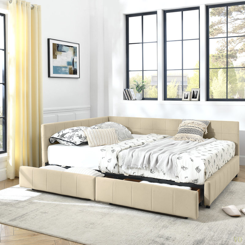 Queen Size Storage Upholstered Tufted Bed Frame, Sofa Bed Frame With Comfortable Backrest And Armrests, Queen Size Bed For Bedroom, Living Room,Velvet(85.5''*64.5''*29.5'')