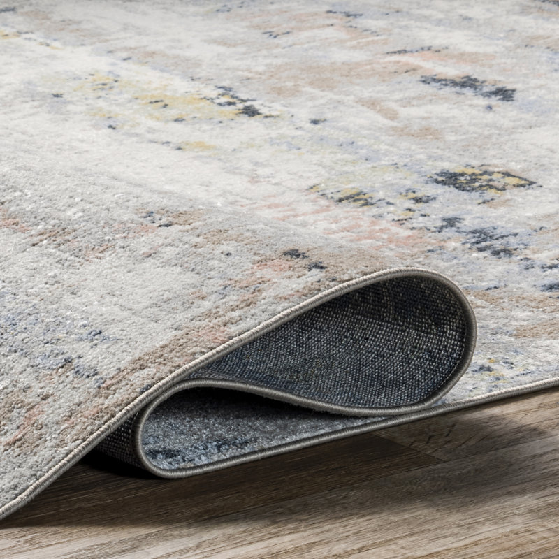 Aaliyah SpinClean Casual Abstract Machine Washable Area Rug, Round 6'