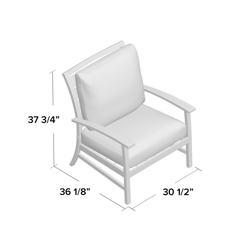 Charleston Patio Lounge Chair with Cushions, Oyster, Rollo Lace, Welt