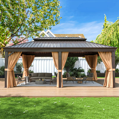 20'X12' All-Weather Aluminum Gazebo – 4.7-Inch Heavy-Gauge Frame & Built-In Water Diversion, Extra-Wide Columns For Unmatched Strength