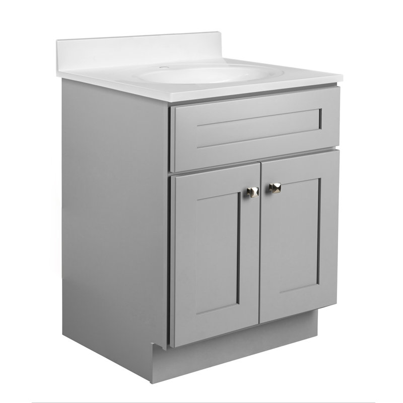 Gray 24 Inch Shaker Style Bathroom Vanity Cabinet