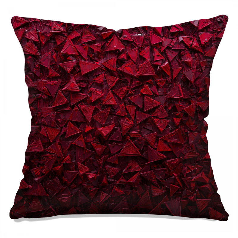 Red Triangular Texture Double Sided Throw Pillows, 18 x 18 inches