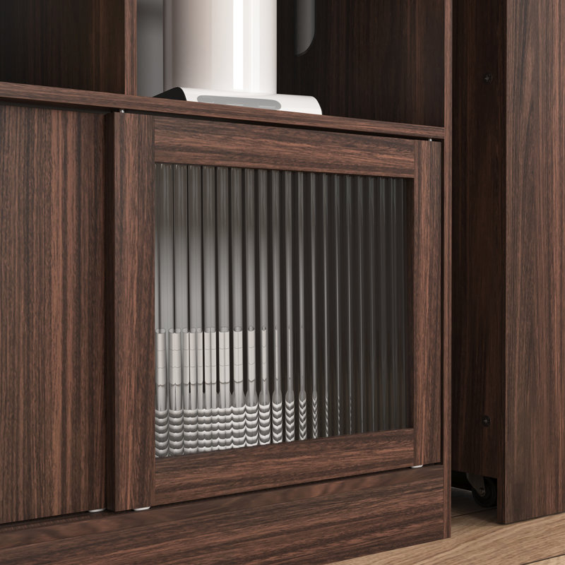 Multifunctional Modern Bar Cabinet With Rotating Top, 6 Storage Spaces And 2 Doors Cabinet