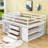 Longmeadow Wood 3 Drawers Loft Bed with Retractable Desk and Shelves-571246324-571246320