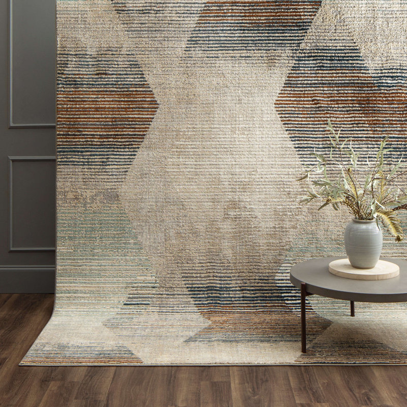 Gray Geometric Stain-Resistant Synthetic Area Rug