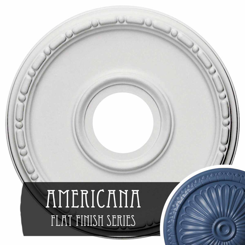 Médaillon de plafond Endurathane Wigan, DE 16 po x P 2 1/4 po, finition jaune clair peinte à la main, Americana