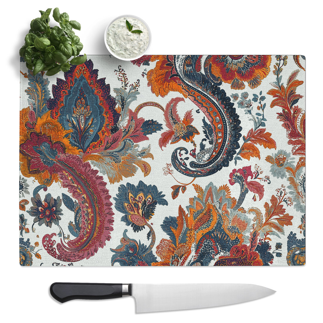 Paisley Pattern Vol.3  Glass Chopping Board