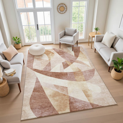 Premium Machine Washable Bitteridge AMF1836 Swirls Rug