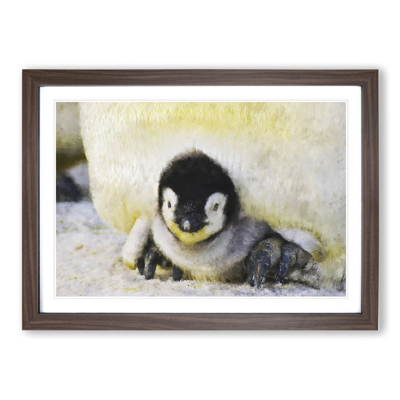Baby Penguin - Picture Frame Painting, 36cm H x 48cm W x 2cm D, Walnut Framed