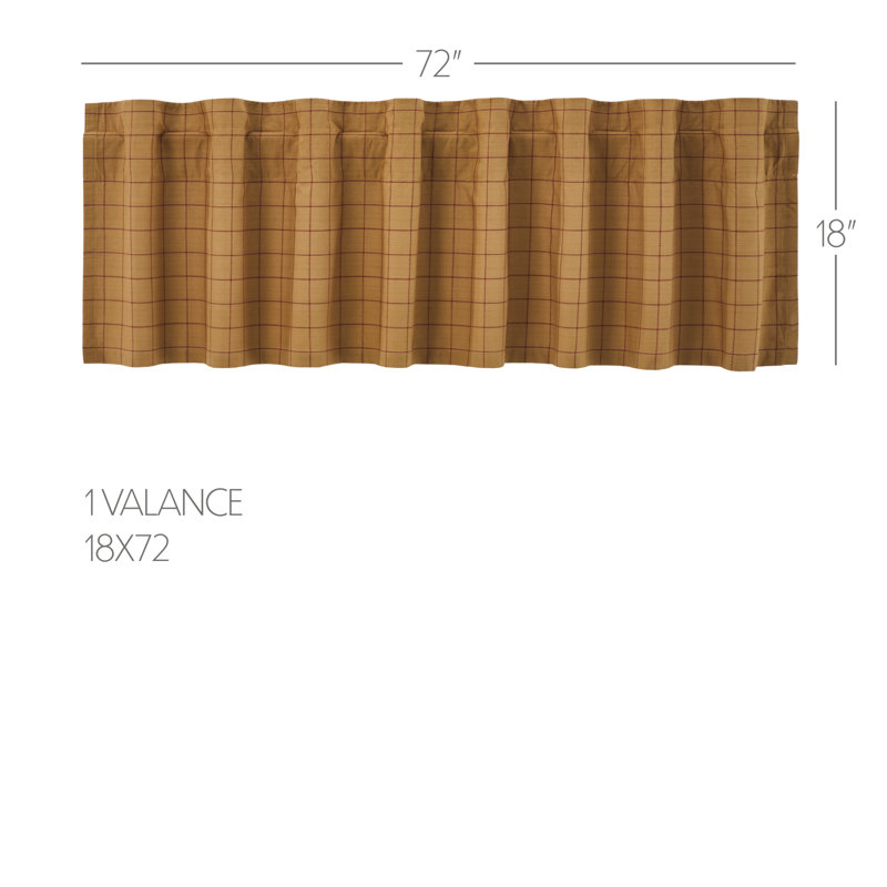 Connell Tan and Burgundy Cotton Rod Pocket Valance