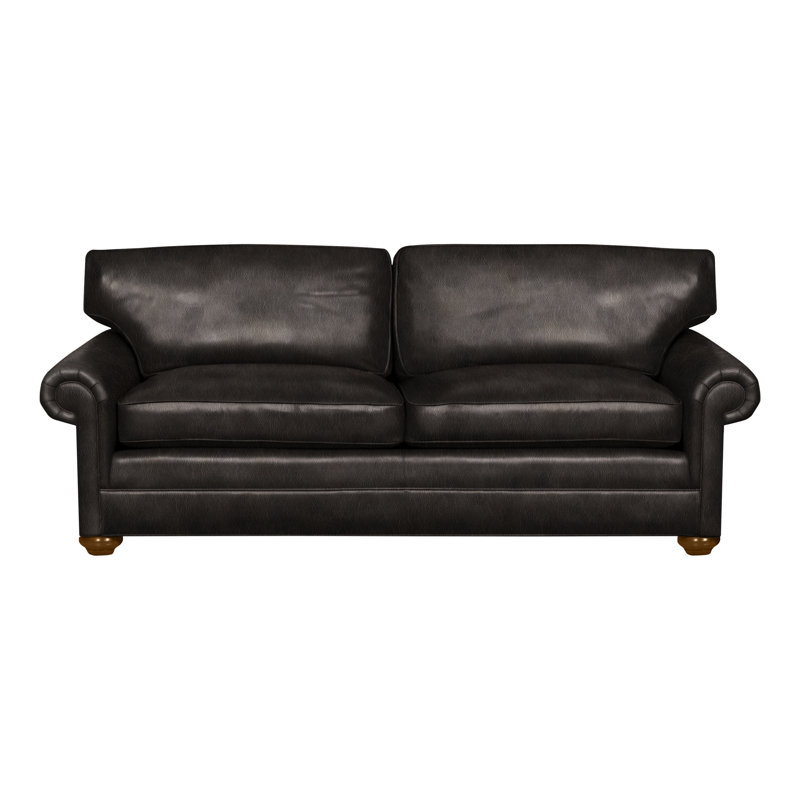 Canapé-lit 85 po Main, La Havane, Cuir véritable encre Ziggy