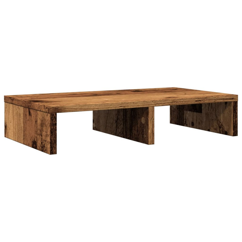 Bata Manufactured Wood Monitor Stand, Old Wood, 10cm H x 100cm W x 27cm D