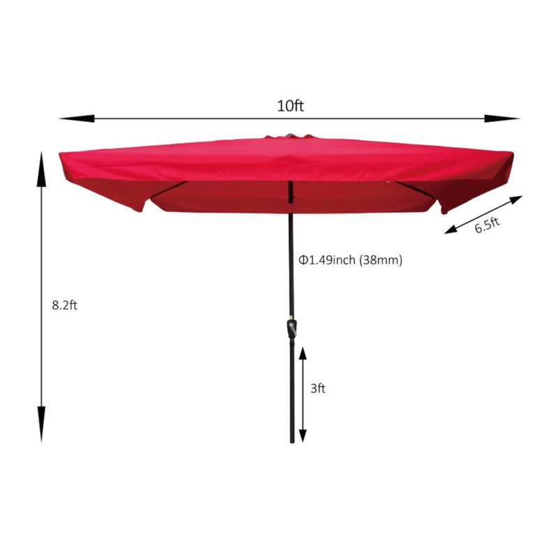 Parasol rectangulaire pour terrasse, Rouge