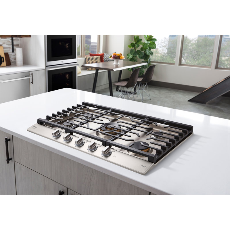 36" Natural Gas Cooktop with 5 Burners, Stainless Steel