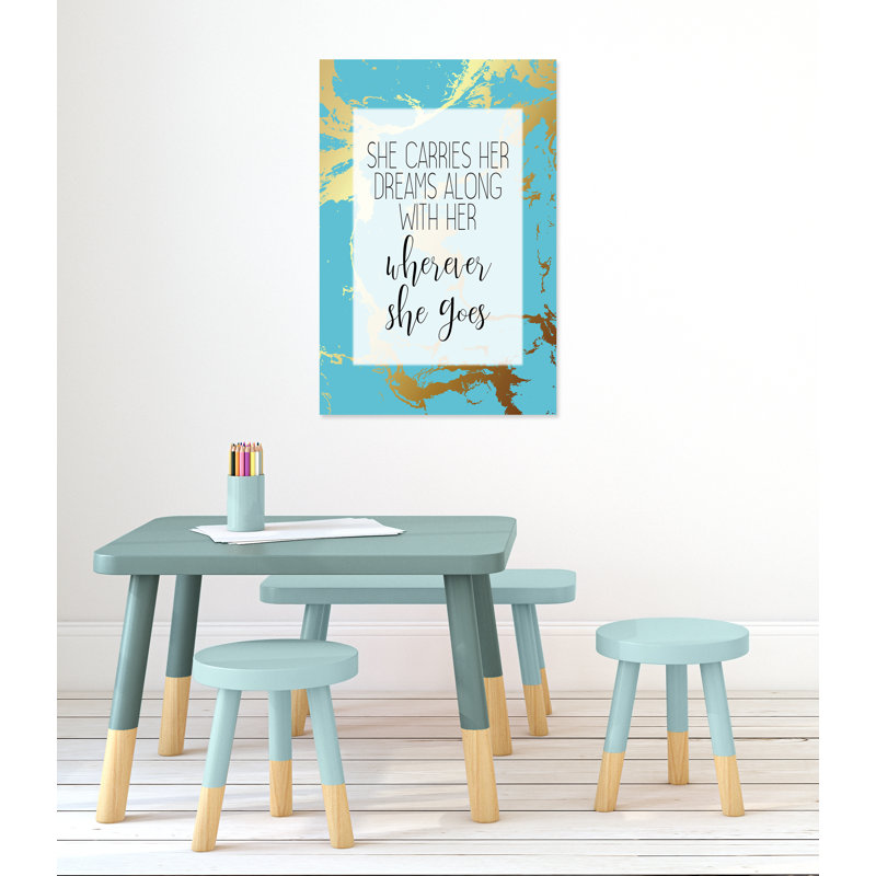 «Whereever she goes», art encadré, H 36 po x l 24 po x P 1,5 po, Canevas