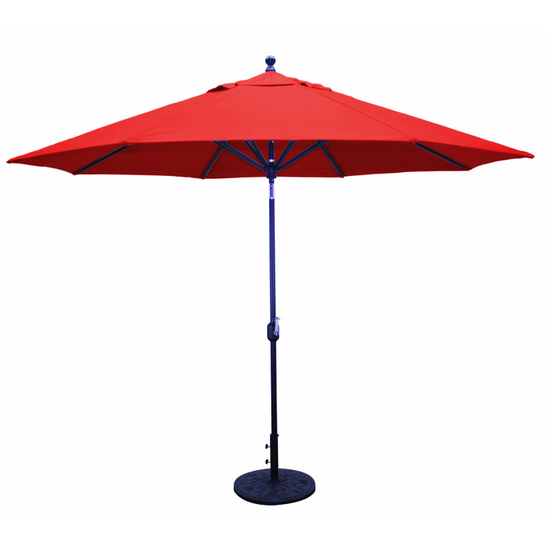 Parasol de marché 11 pi Nadasha, Toile Sunbrella® rouge Jockey, Noir