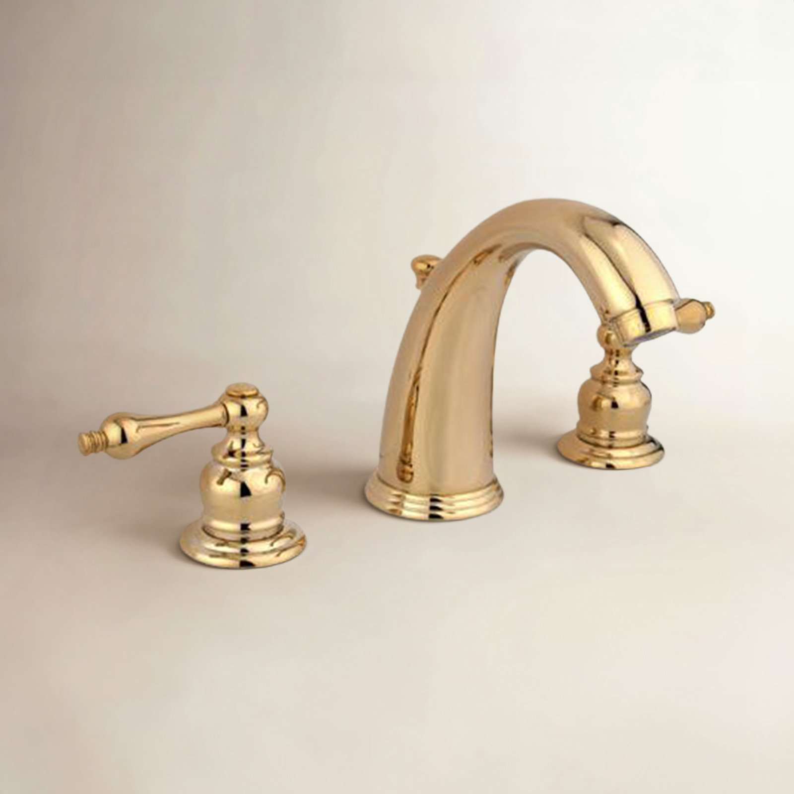 Victorian Widespread Bathroom Faucet with Drain, Polished Brass