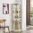 Glass Cabinet Lighted Corner Cabinet Corner Display Curio Cabinet, Glass Display With Light(Included)Bar Cabinet, Wine Cabinet with Adjustable Glass Shelves Carved Decoration WHITE, Light(Included)-972708814