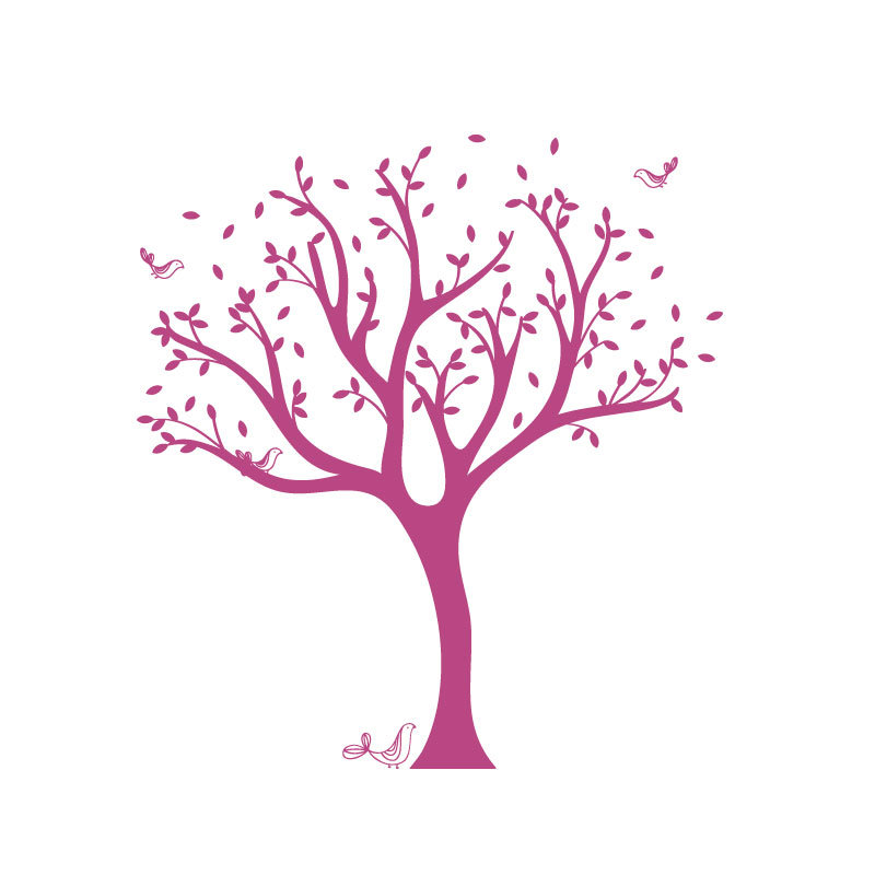 Décalcomanie murale arbre tweet, Rose foncé