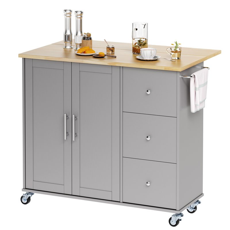 Arnola 39.7" W Kitchen Island Cart, Gray