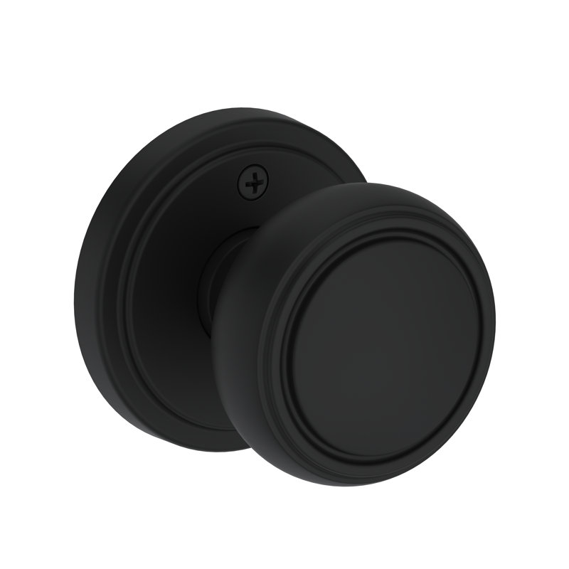Bremerton Passage Knob with Stepped Round Rose in Polished Chrome, Matte Black