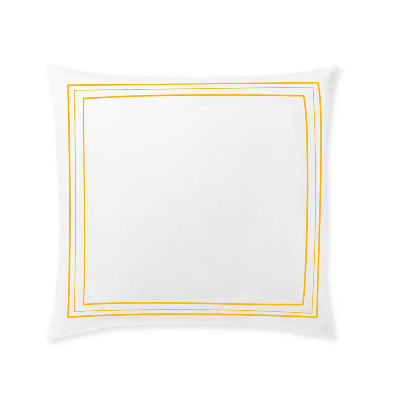 400TC Cotton Classic Embroidery Sateen Solid Euro Sham, 28"H x 28"W, White/Gold