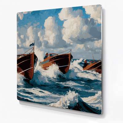 Nautique, bateaux à moteur gris, art mural