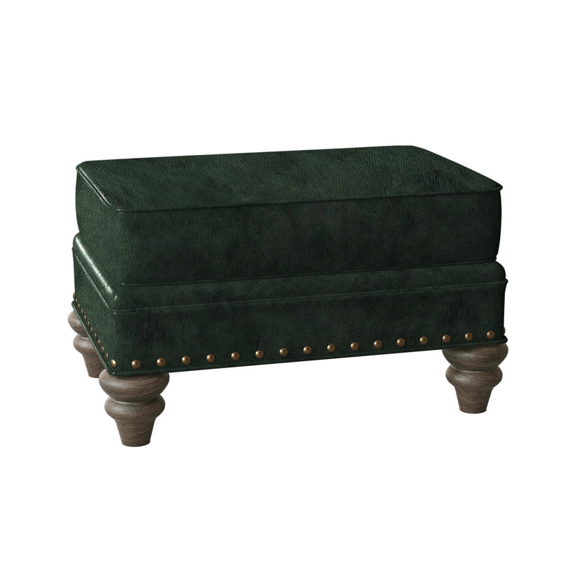 Carrado Leather Ottoman, Anilina Hunter Genuine Leather, Cobblestone, French Natural