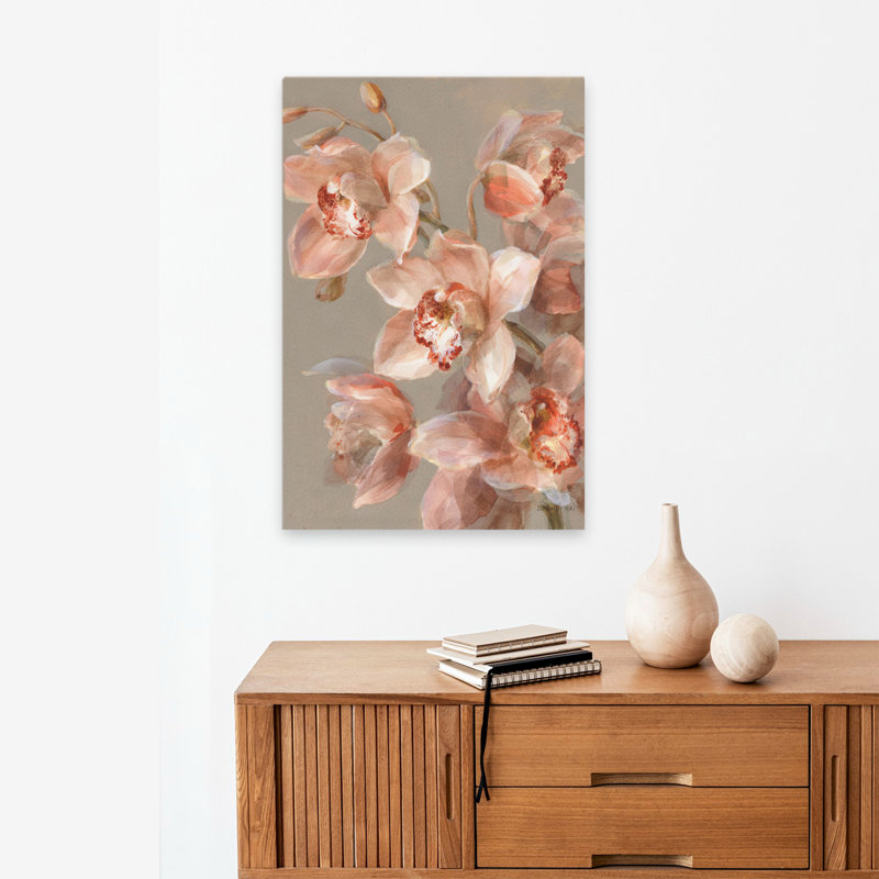 Brun et orchidée délicate contemporaine II, H 24 po x l 16 po