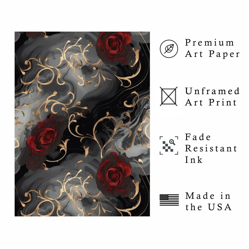 «Floral Luxe Rose Symphony I», reproduction d'art moderne sans cadre, H 36 po x l 24 po