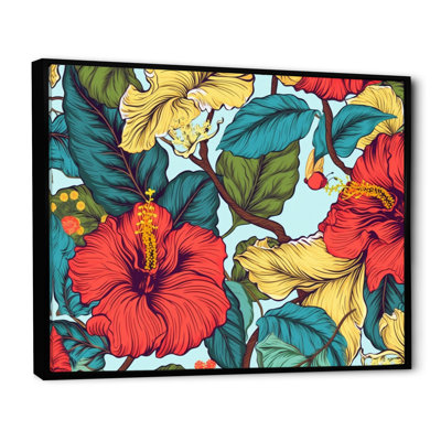" Coral Teal Tropical Hibiscus Harmony II "