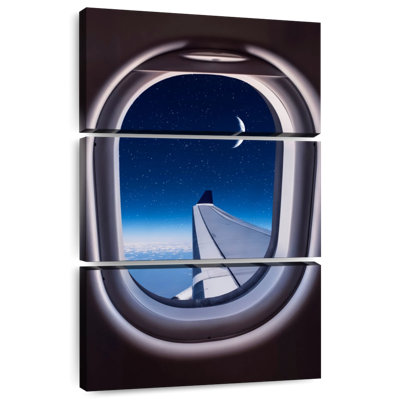 Mehar Aircraft Window View Of Wing And Night Sky