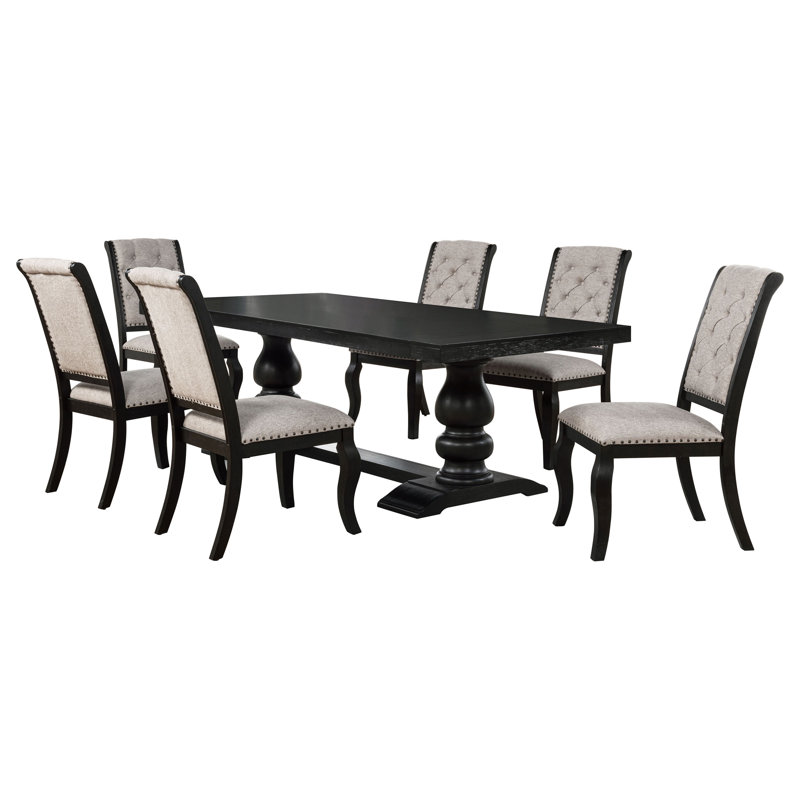 Ensemble de table de salle à manger Wenson, 7 pièces : table, 6 chaises