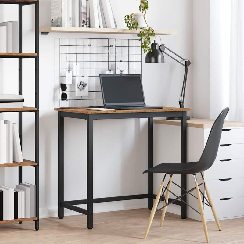 Metal Base Writing Desk, Old Wood