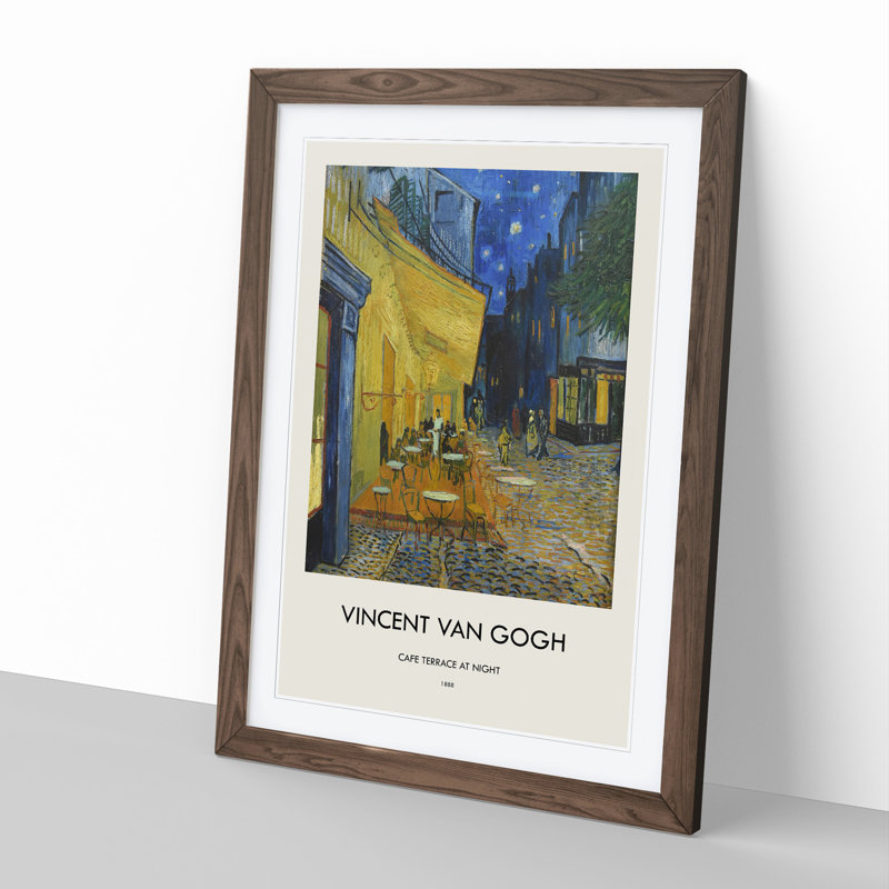 Cafe Terrace at Night by Vincent Van Gogh - Framed Print, 36cm H x 27cm W x 2cm D, Walnut