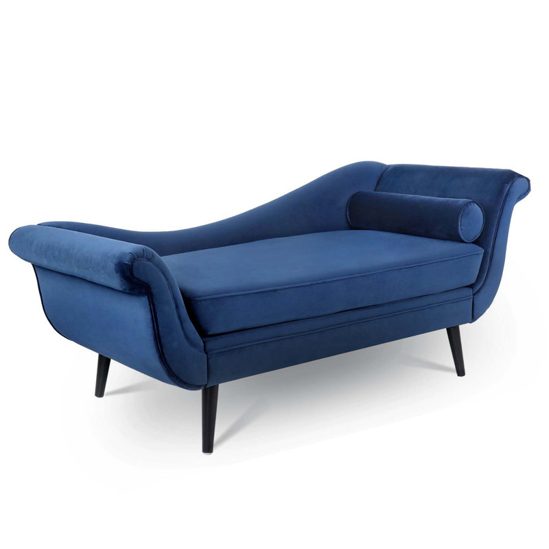 Chaise longue avec accoudoirs à volutes, Bleu