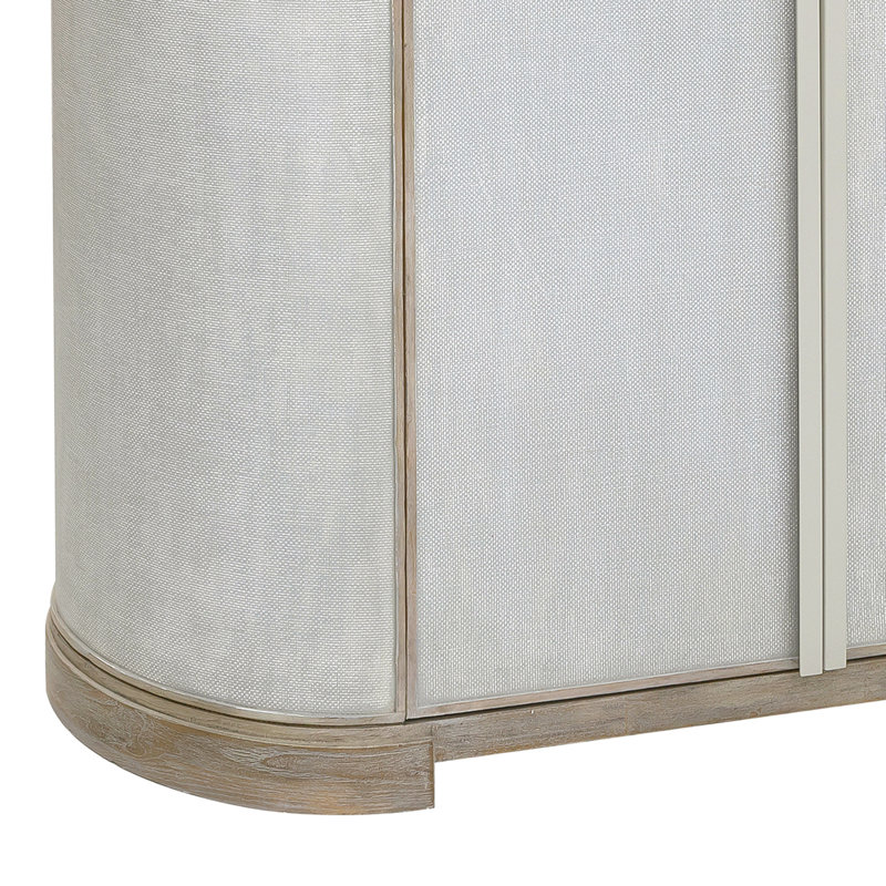 Light Natural 4-Door Linen Credenza with Adjustable Shelves