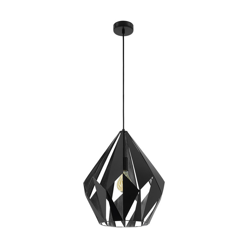 Luminaire suspendu géométrique à 1 lumière Hendry, Noir / feuille d'or, H 82,68 po x l 7,25 po x P 7,25 po