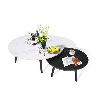 2 Piece Aluminum Patio Table Set With Sintered Stone Tabletop