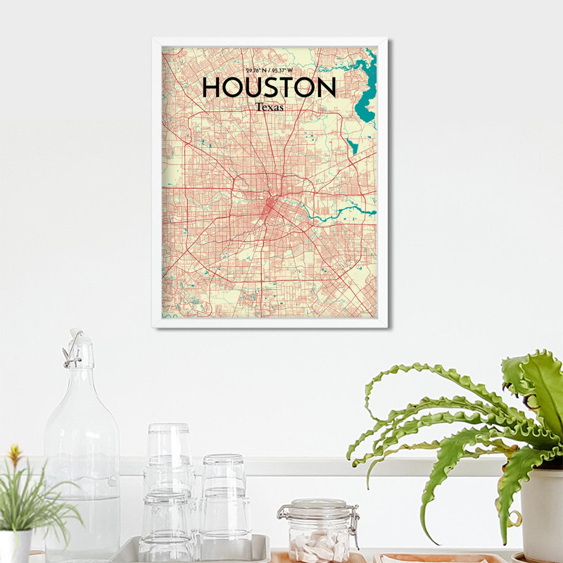 " Houston City Map ", 20" H x 16" W