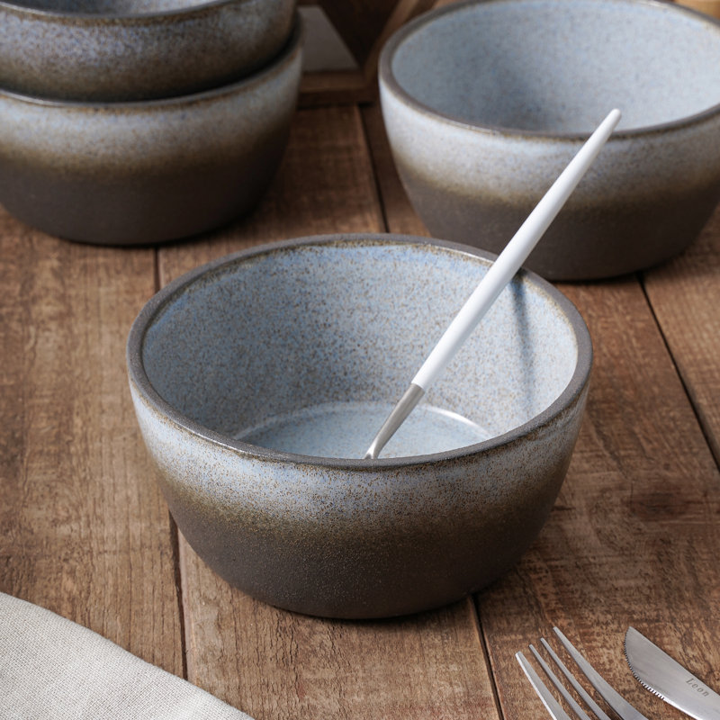 Stone Lain Vince 4-Piece Bowl Set Stoneware, Gray