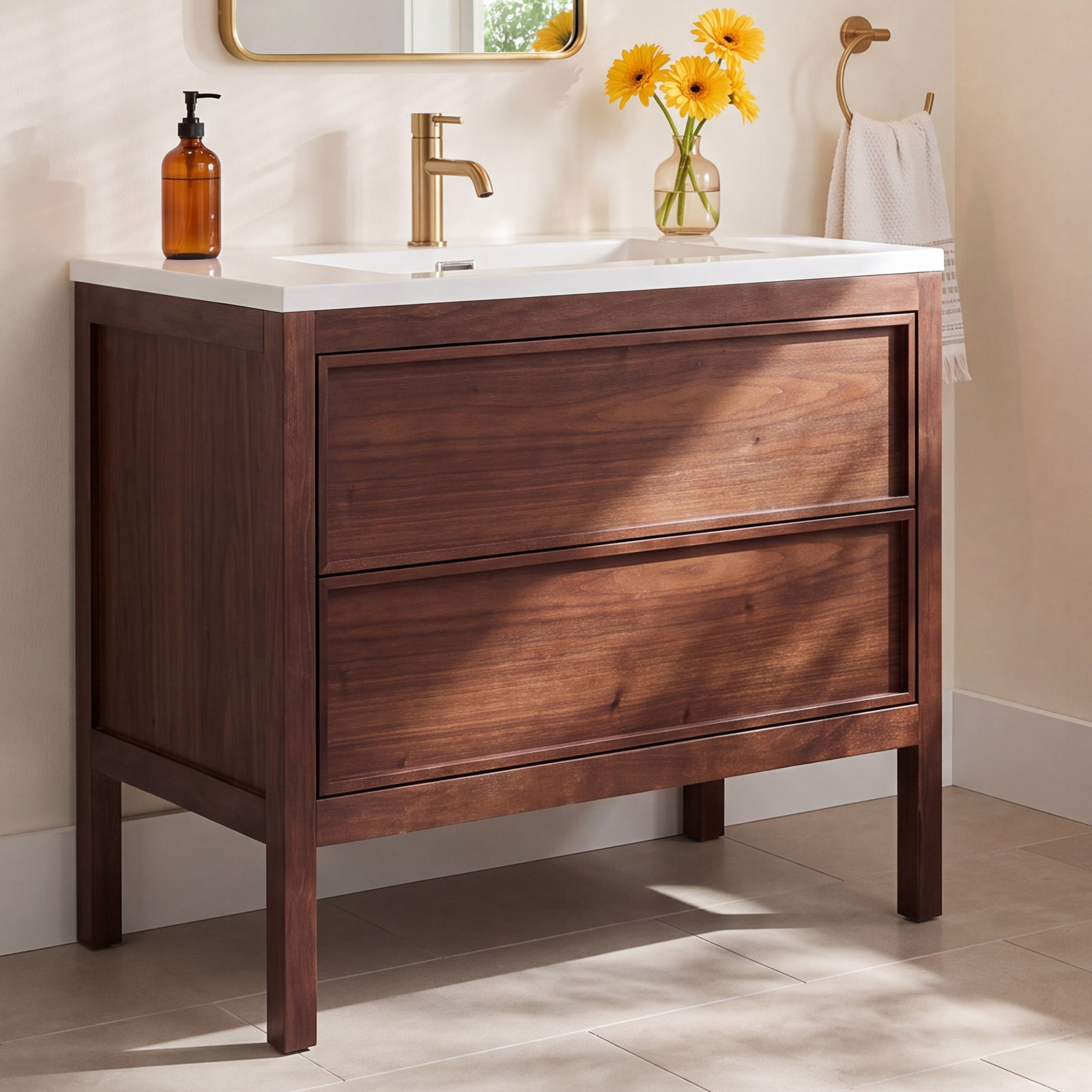 Gonzalo 36'' Single Bathroom Vanity, Dark Walnut