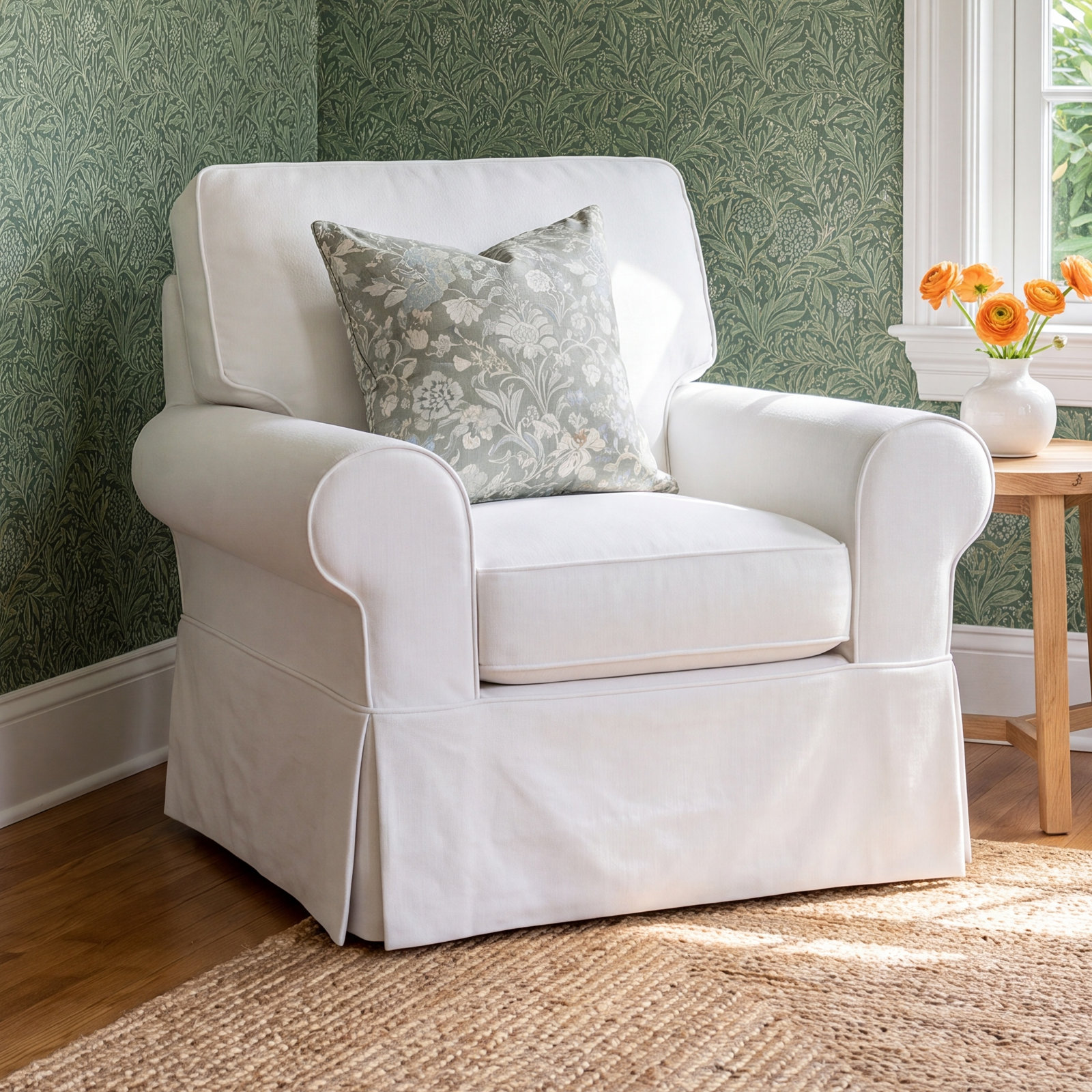 Porter Upholstered Armchair, Bayou Off White Canvas