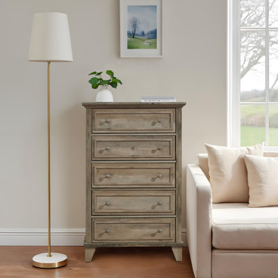 5 Drawer Dresser, 31.5" Tall Storage Cabinet with Modern Chest Design, Wooden Organizer for Bedroom Entryway
