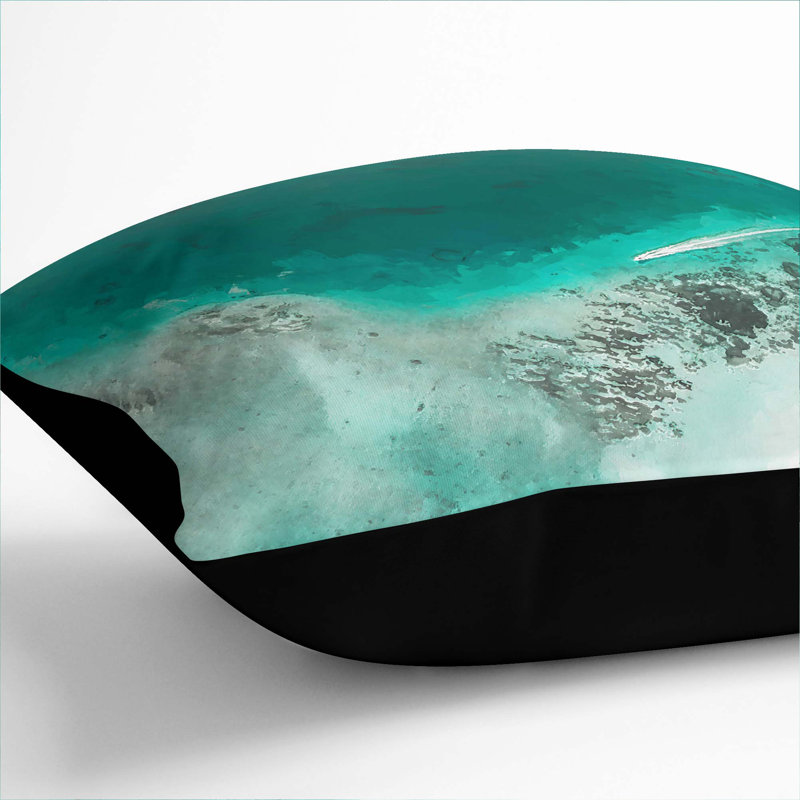 Boat In The Maldives In Abstract Square Throw Cushion, 40cm H x 40cm W x 15cm D, Black