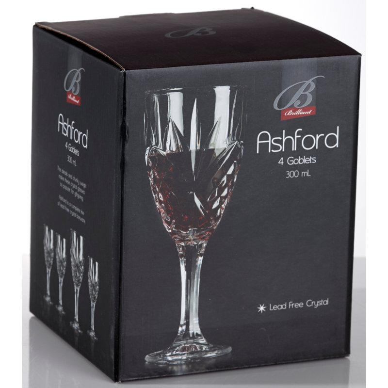 Ashford Clear Lead-Free Crystal Wine Glass Set of 4